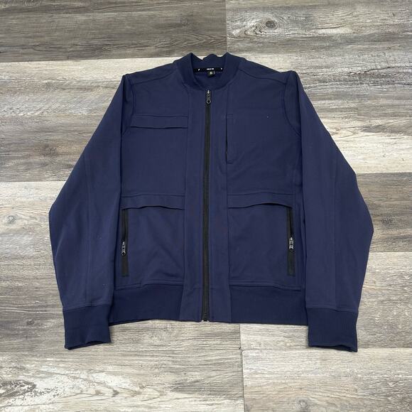 Public Rec Jacket Crosstown Navy Blue Mens S Nylon Stretch Zip Front Bomber - Picture 1 of 9